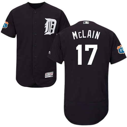 Tigers #17 Denny McLain Navy Blue Flexbase Authentic Collection Stitched MLB Jersey